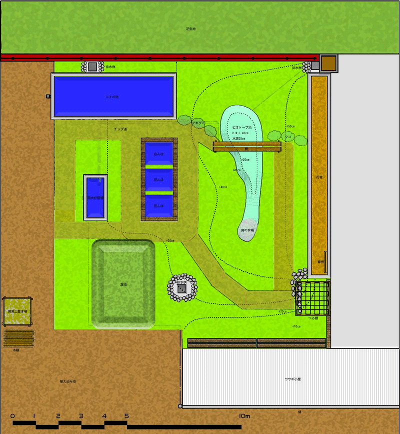 滝野川第三小　ビオトープ平面図