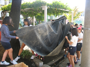 防水シートの設置の授業